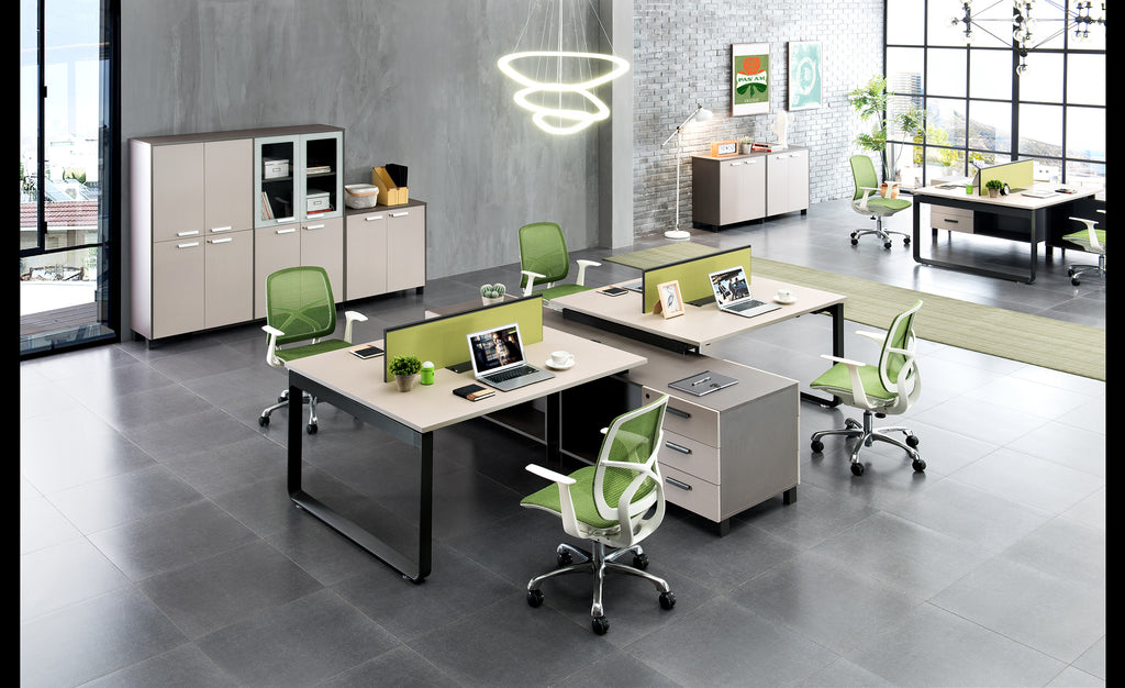 FT Four-Person Staff Desk in a modern office