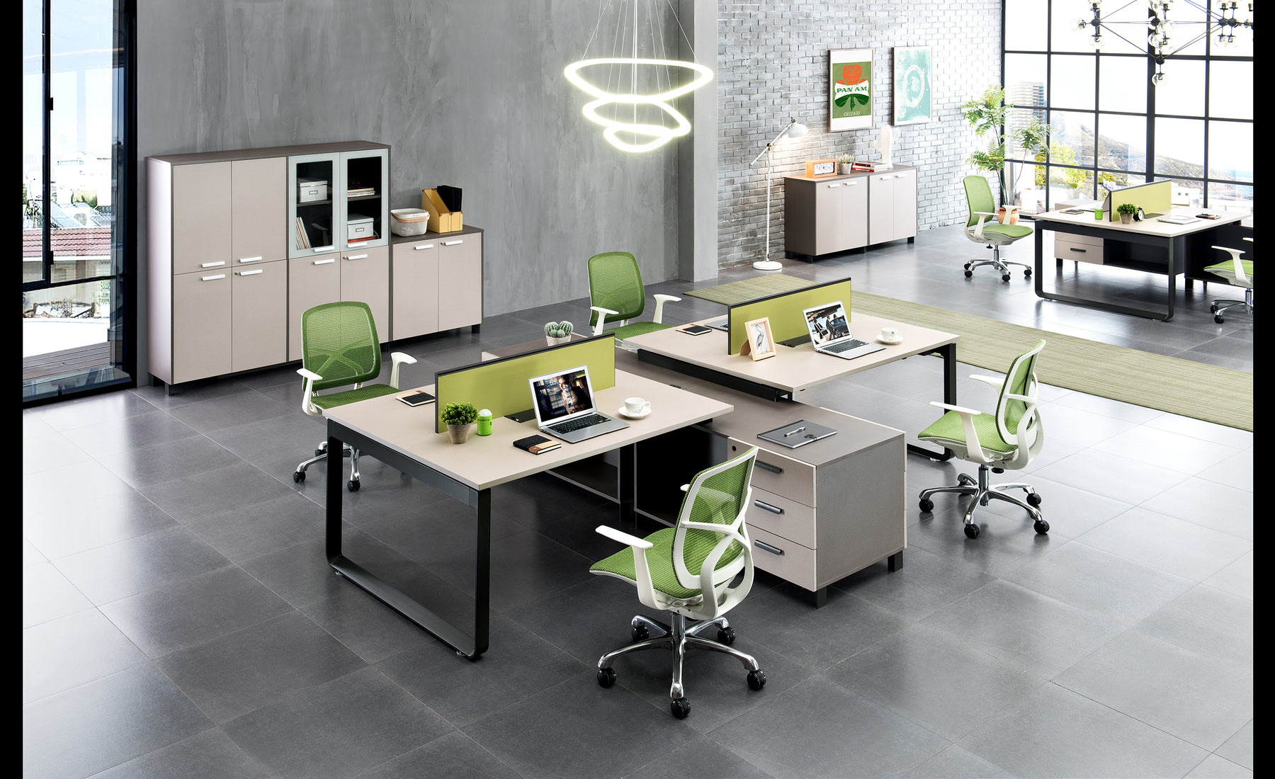 FT Four-Person Staff Desk in a modern office