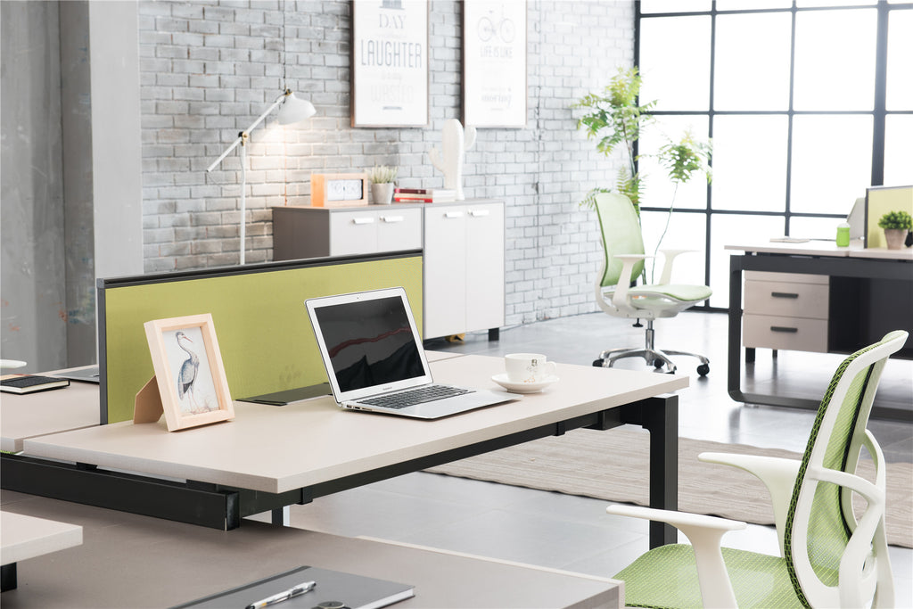 FT staff workstation desktop and privacy screen detail